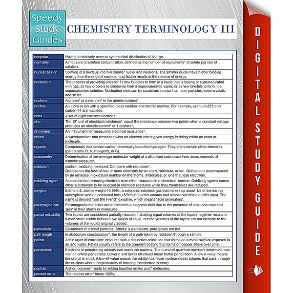 Chemistry Terminology III (Speedy Study Guides), Speedy Publishing