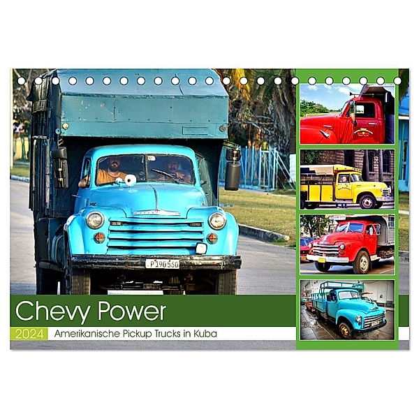 CHEVY POWER - Amerikanische Pickup Trucks in Kuba (Tischkalender 2024 DIN A5 quer), CALVENDO Monatskalender, Henning von Löwis of Menar