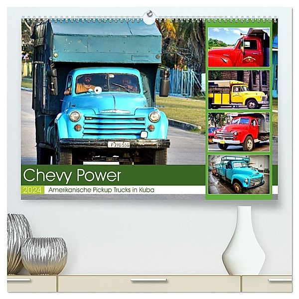 CHEVY POWER - Amerikanische Pickup Trucks in Kuba (hochwertiger Premium Wandkalender 2024 DIN A2 quer), Kunstdruck in Hochglanz, Henning von Löwis of Menar
