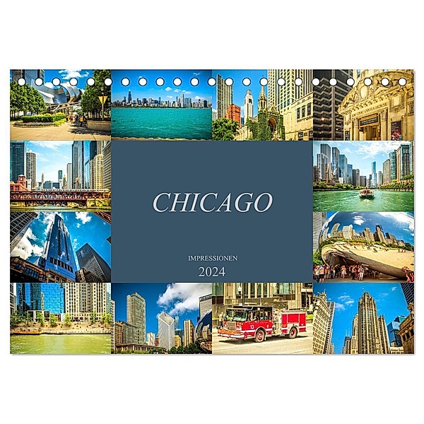 Chicago Impressionen (Tischkalender 2024 DIN A5 quer), CALVENDO Monatskalender, Dirk Meutzner