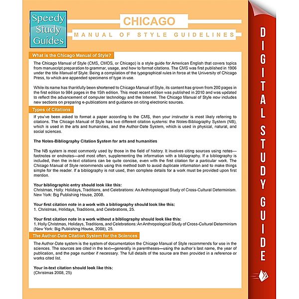 Chicago Manual Of Style Guidelines (Speedy Study Guides) / Dot EDU, Speedy Publishing