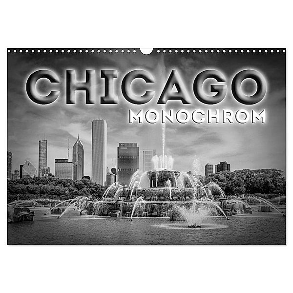 CHICAGO Monochrom (Wandkalender 2024 DIN A3 quer), CALVENDO Monatskalender, Melanie Viola