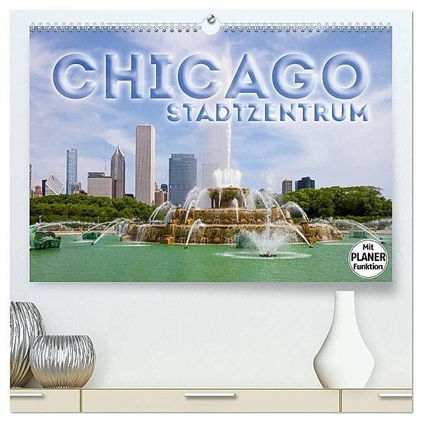 CHICAGO Stadtzentrum (hochwertiger Premium Wandkalender 2024 DIN A2 quer), Kunstdruck in Hochglanz, Melanie Viola