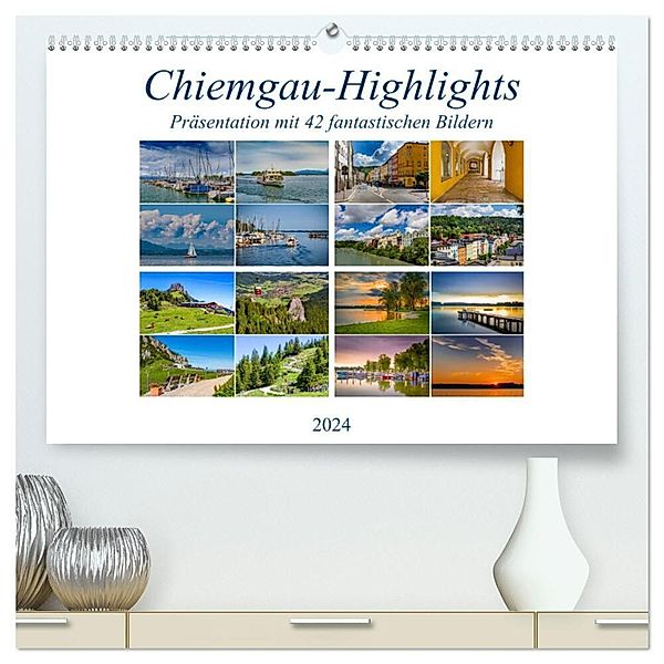 Chiemgau-Highlights (hochwertiger Premium Wandkalender 2024 DIN A2 quer), Kunstdruck in Hochglanz, Ursula Di Chito