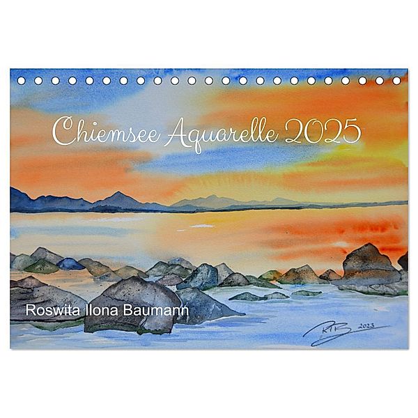 Chiemsee Aquarelle (Tischkalender 2025 DIN A5 quer), CALVENDO Monatskalender, Calvendo, Roswita Ilona Baumann