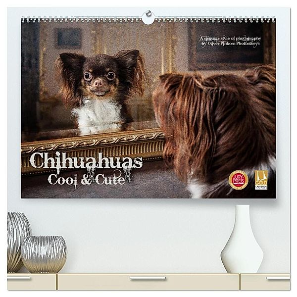 Chihuahuas - Cool and Cute (hochwertiger Premium Wandkalender 2024 DIN A2 quer), Kunstdruck in Hochglanz, Oliver Pinkoss Photostorys