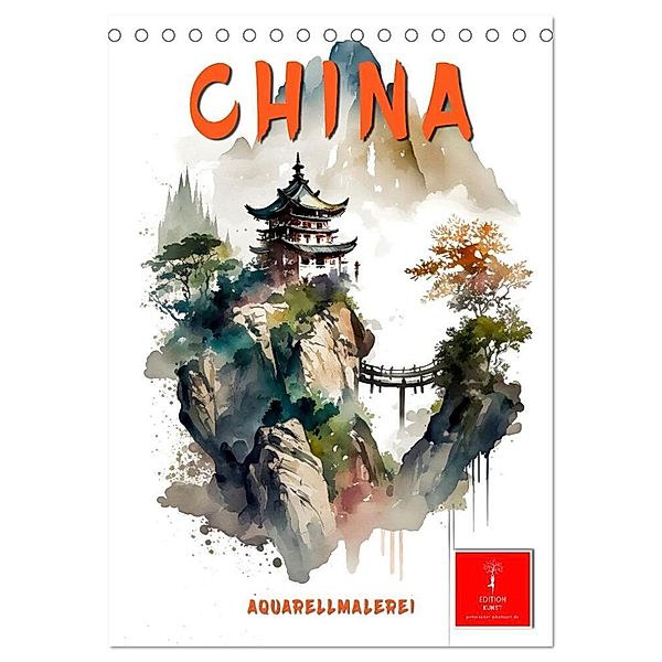 China - Aquarellmalerei (Tischkalender 2025 DIN A5 hoch), CALVENDO Monatskalender, Calvendo, Peter Roder