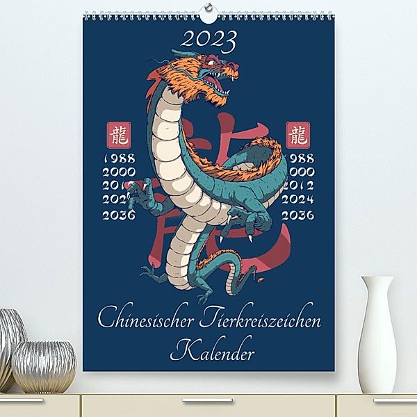 Chinesische Tierkreiszeichen (Premium, hochwertiger DIN A2 Wandkalender 2023, Kunstdruck in Hochglanz), Luca Schmidt