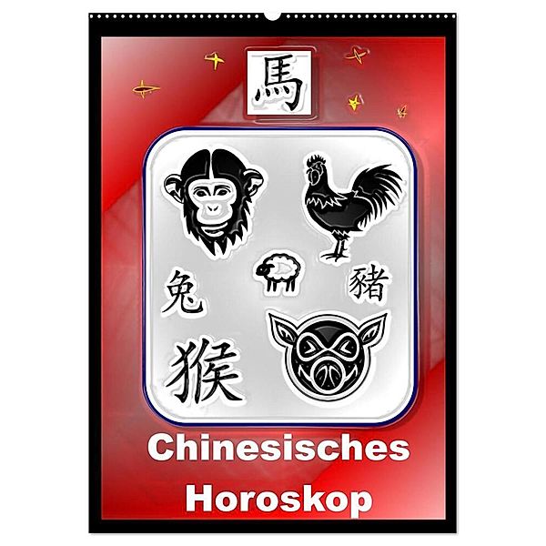 Chinesisches Horoskop (Wandkalender 2024 DIN A2 hoch), CALVENDO Monatskalender, Elisabeth Stanzer