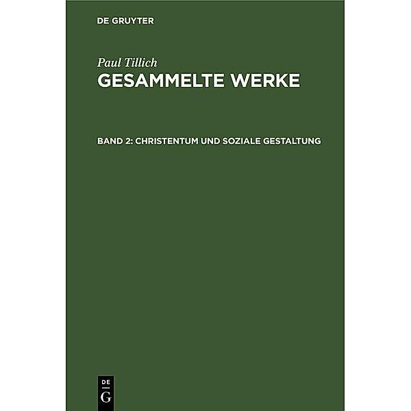 Christentum und soziale Gestaltung, Paul Tillich