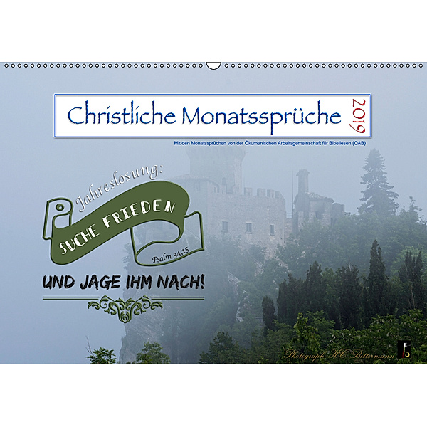 Christliche Monatssprüche 2019 (Wandkalender 2019 DIN A2 quer), H. C. Bittermann