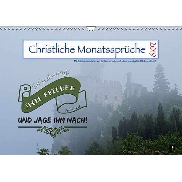 Christliche Monatssprüche 2019 (Wandkalender 2019 DIN A3 quer), H. C. Bittermann