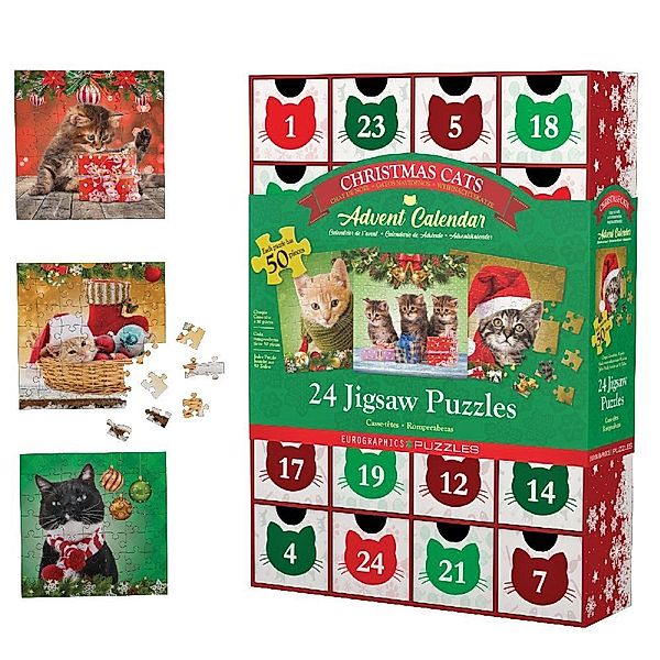 Eurographics Christmas Cats - Puzzle Adventskalender - 1200 Teile Christmas Cats