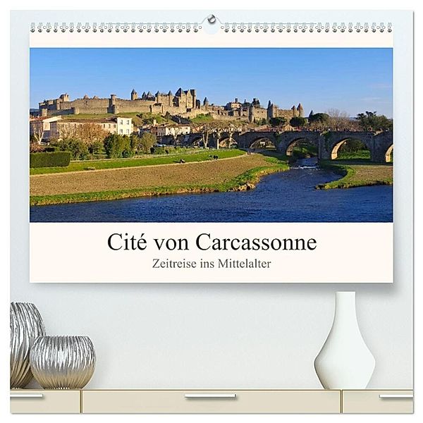 Cite von Carcassonne - Zeitreise ins Mittelalter (hochwertiger Premium Wandkalender 2024 DIN A2 quer), Kunstdruck in Hochglanz, LianeM