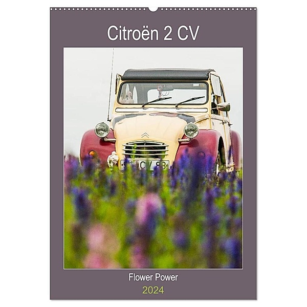 Citroën 2 CV - Flower Power (Wandkalender 2024 DIN A2 hoch), CALVENDO Monatskalender, Meike Bölts