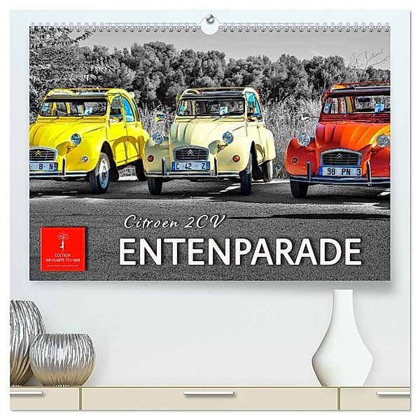 Citroën 2CV - Entenparade (hochwertiger Premium Wandkalender 2024 DIN A2 quer), Kunstdruck in Hochglanz, Peter Roder