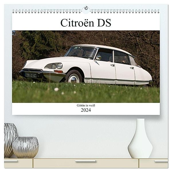Citroën DS - Göttin in weiß (hochwertiger Premium Wandkalender 2024 DIN A2 quer), Kunstdruck in Hochglanz, Meike Bölts
