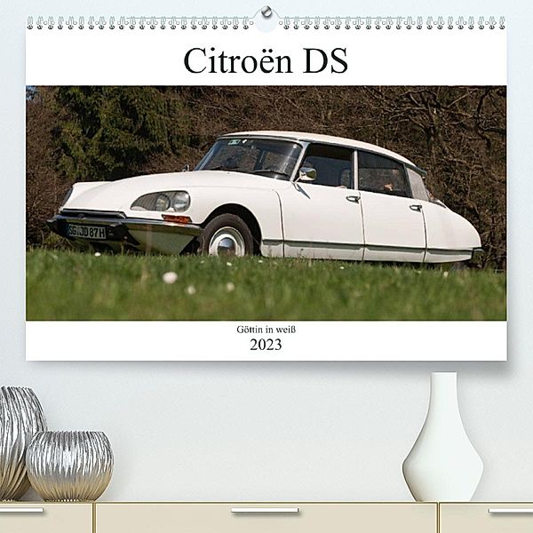 Citroën DS - Göttin in weiß (Premium, hochwertiger DIN A2 Wandkalender 2023, Kunstdruck in Hochglanz), Meike Bölts