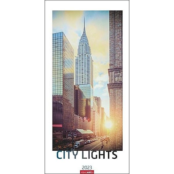 City Lights Kalender 2023. Langer Wandkalender mit außergewöhnlichen Fotografien internationaler Großstädte. XXL Kalende