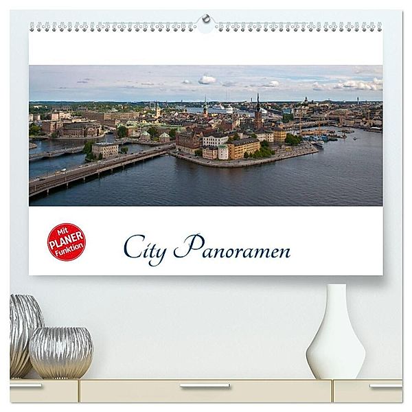 City - Panoramen (hochwertiger Premium Wandkalender 2024 DIN A2 quer), Kunstdruck in Hochglanz, Peter Härlein