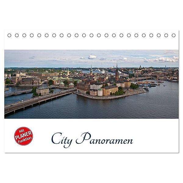 City - Panoramen (Tischkalender 2024 DIN A5 quer), CALVENDO Monatskalender, Peter Härlein