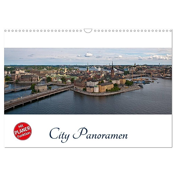 City - Panoramen (Wandkalender 2024 DIN A3 quer), CALVENDO Monatskalender, Peter Härlein