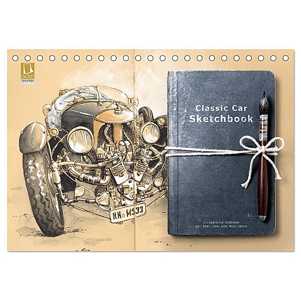 Classic Car Sketchbook (Tischkalender 2024 DIN A5 quer), CALVENDO Monatskalender, Marie Silver