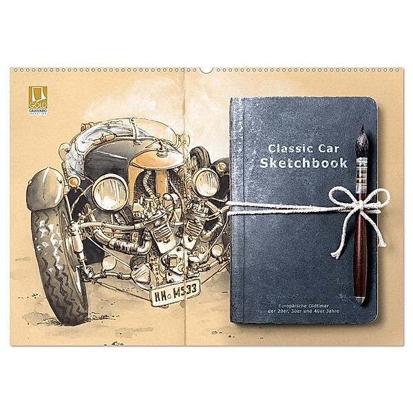 Classic Car Sketchbook (Wandkalender 2024 DIN A2 quer), CALVENDO Monatskalender, Marie Silver
