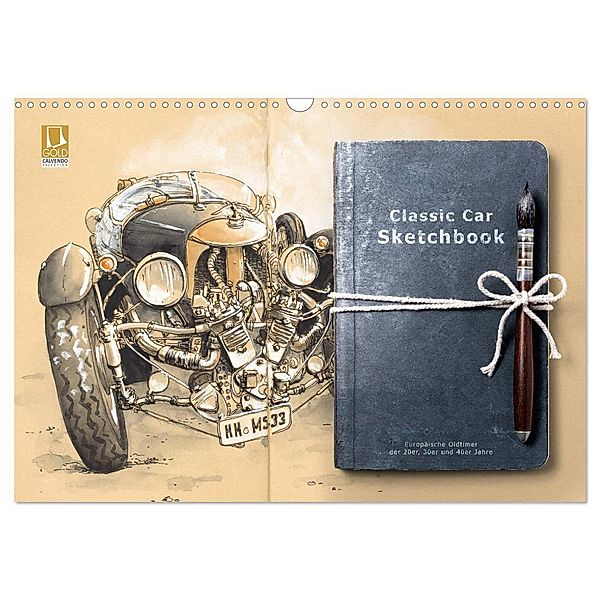 Classic Car Sketchbook (Wandkalender 2024 DIN A3 quer), CALVENDO Monatskalender, Marie Silver
