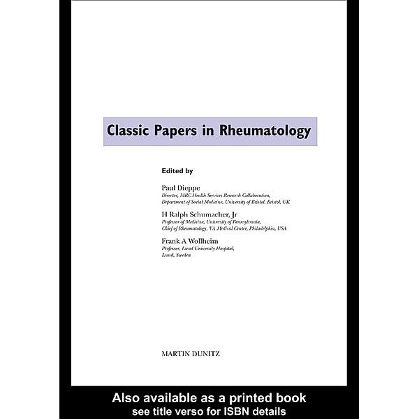 Classic Papers in Rheumatology, Paul Dieppe, Frank A. Wollheim, H. Ralph Schumacher