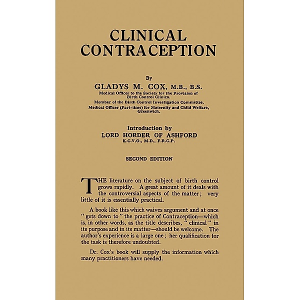 Clinical Contraception, Gladys M. Cox