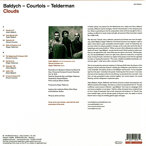 Clouds (Vinyl), Adam Baldych, Vincent Courtois, Rogier Telderman