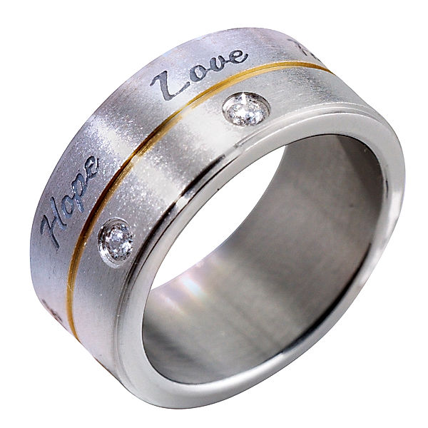 CM RIng Hope, Love, Faith, Edelstahl (Größe: 17)