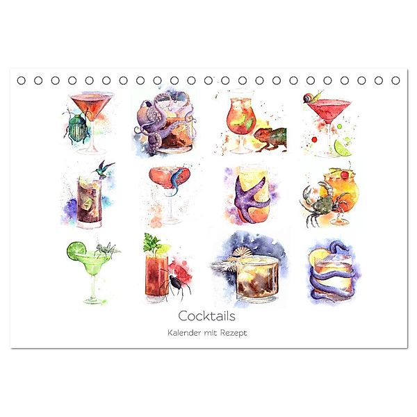 Cocktails Kalender mit Rezept (Tischkalender 2024 DIN A5 quer), CALVENDO Monatskalender, Julia Gavrilova