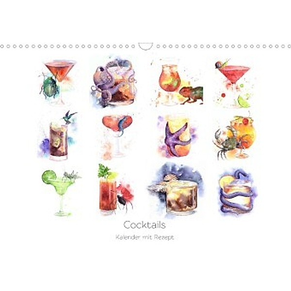 Cocktails Kalender mit Rezept (Wandkalender immerwährend DIN A3 quer), Julia Gavrilova
