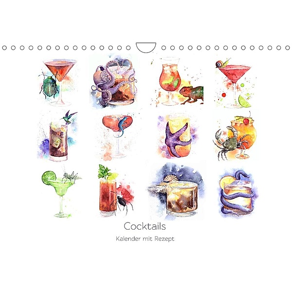 Cocktails Kalender mit Rezept (Wandkalender immerwährend DIN A4 quer), Julia Gavrilova