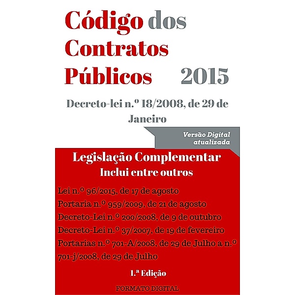 Código dos Contratos Públicos (CCP) - 2015 (Direito) / Direito, Vitor Vieira