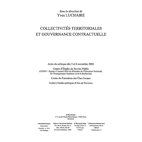 Collectivites territoriales etgouvernan / Hors-collection, Luchaire Yves