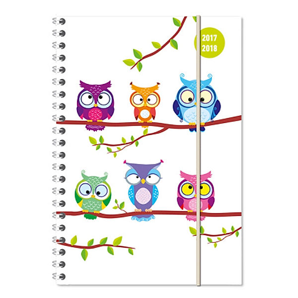 Collegetimer Owls 2017/2018 - Schülerkalender A5 - Weekly - Ringbindung