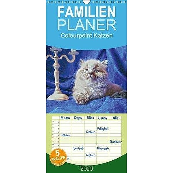 Colourpoint Katzen - Familienplaner hoch (Wandkalender 2020 , 21 cm x 45 cm, hoch), Sylvia Säume