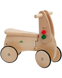 Janod - Traktor Rutscher aus Holz - Baby Rutschauto - Mit Lenkrad,  Integrierter Hupe und Anhängerkupplung - Geräuscharme Räder - Holzspielzeug  - Ab 18