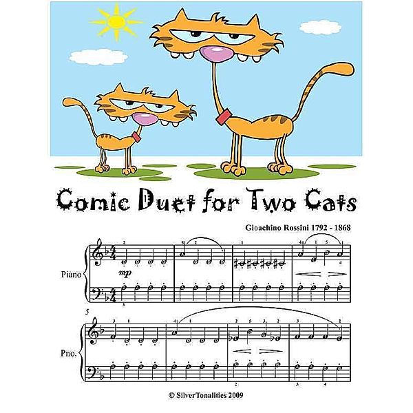 Comic Duet for Two Cats - Easy Piano Sheet Music Junior Edition, Silver Tonalities