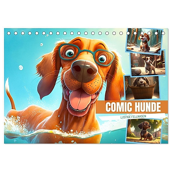 Comic Hunde (Tischkalender 2024 DIN A5 quer), CALVENDO Monatskalender, Dirk Meutzner