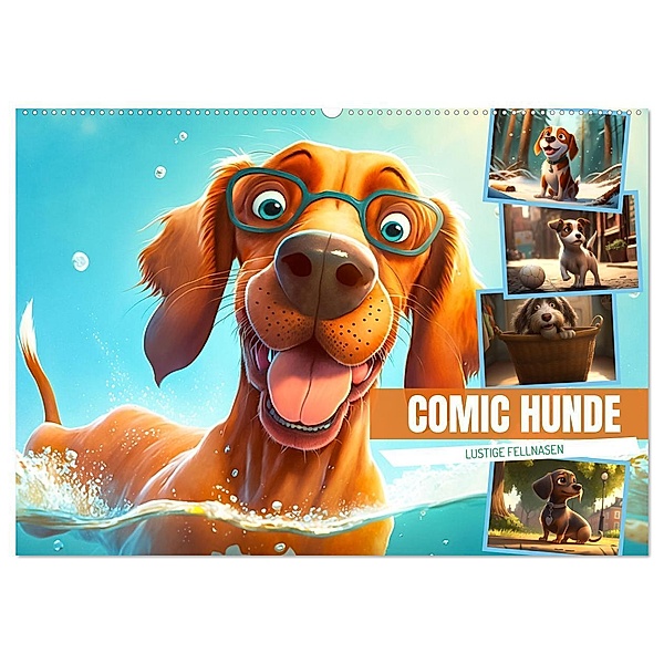 Comic Hunde (Wandkalender 2024 DIN A2 quer), CALVENDO Monatskalender, Dirk Meutzner