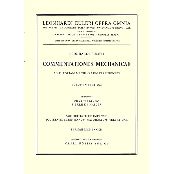 Commentationes mechanicae et astronomicae ad physicam pertinentes, Leonhard Euler