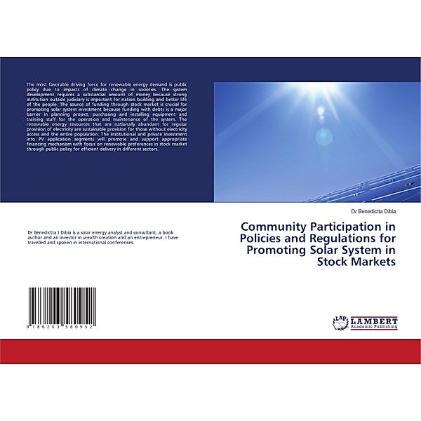 Community Participation in Policies and Regulations for Promoting Solar System in Stock Markets, Dr Benedictta Dibia