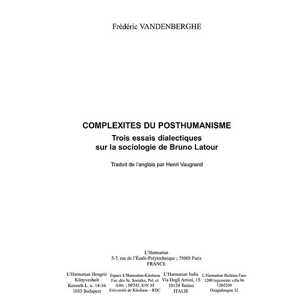 Complexites du posthumanisme / Hors-collection, Lelut Louis Francisque