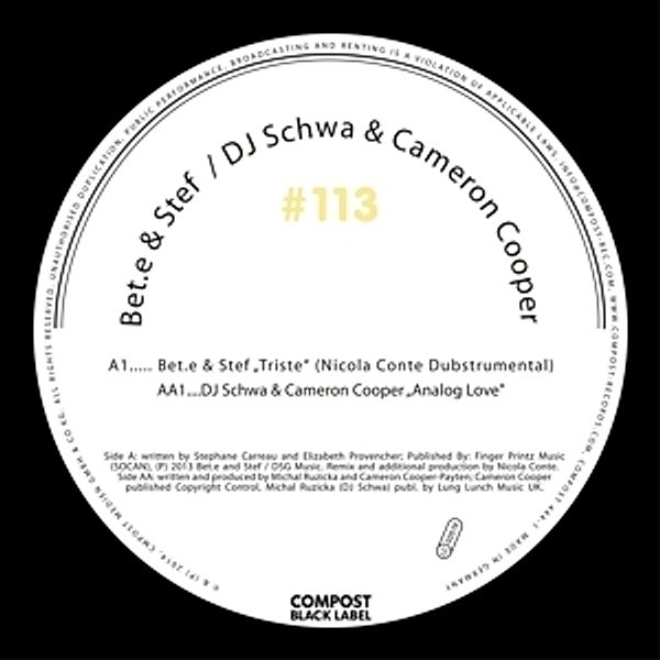Compost Black Label 113, Bet.e & Stef, Dj Schwa, Cameron Cooper