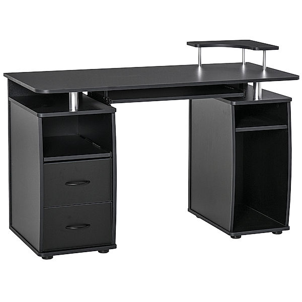 Computertisch mit 2 Schubladen (Farbe: schwarz)