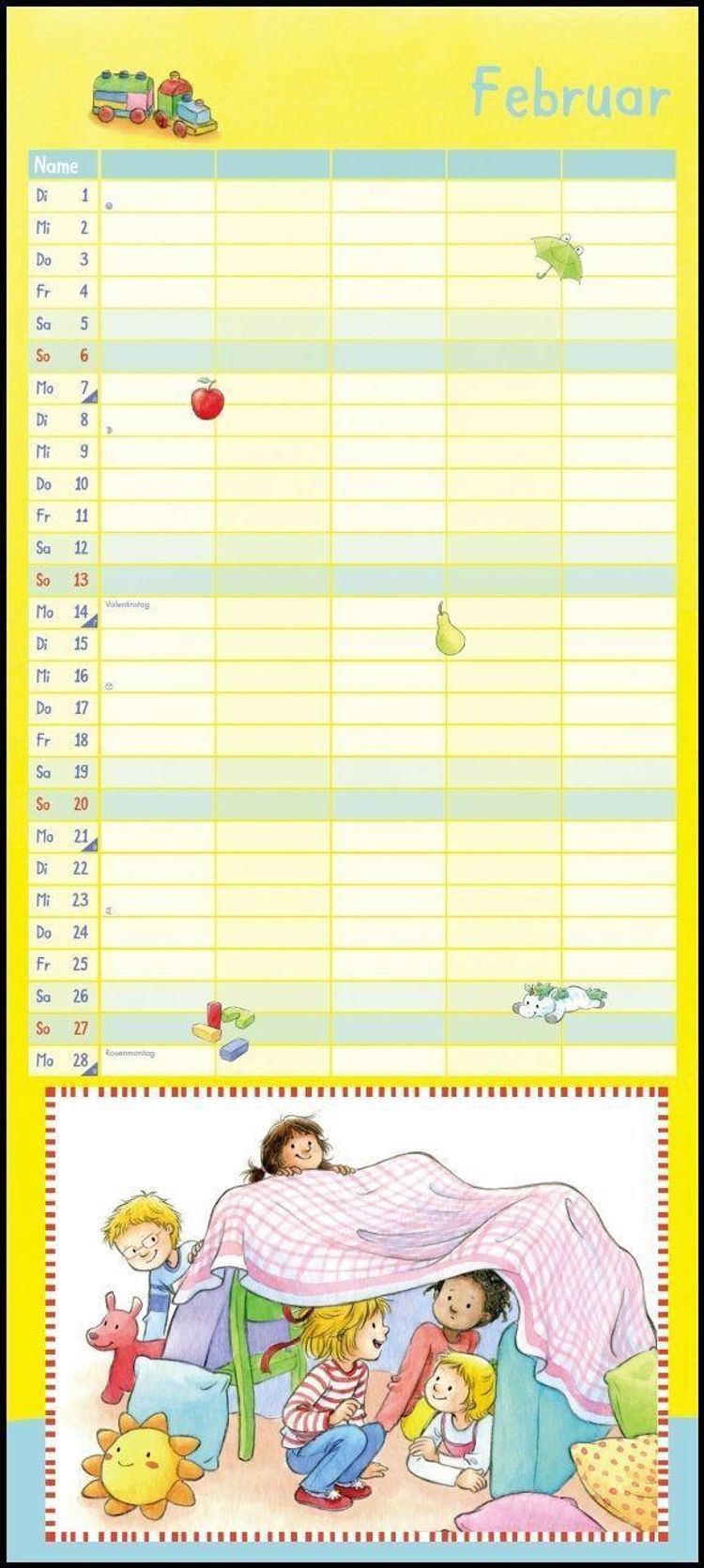 Conni Familienkalender 2022 - Wandkalender - Familienplaner mit 5 Spalten -  Format 22 x 49,5 cm - Kalender bestellen